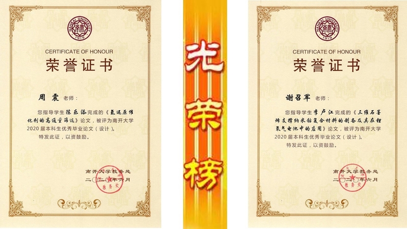 实验室2名本科生获校级优秀毕业论文